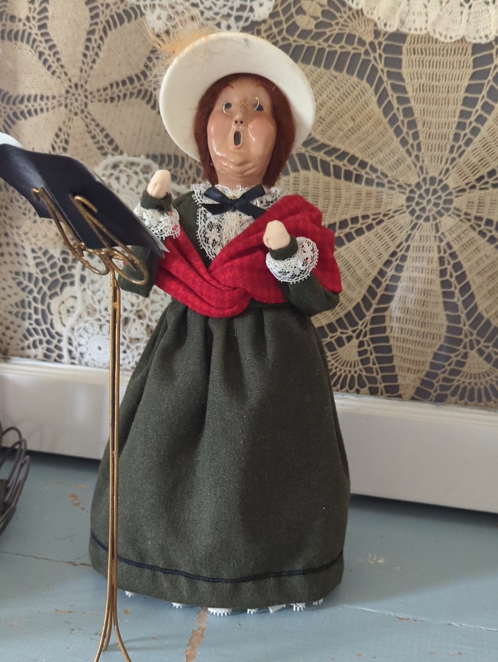 Victorian Style Caroler With Music stand and Music, Byers' Choice Collection